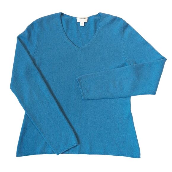 Charter Club 2-Ply 100% Cashmere Teal Blue lightweight V Neck sweater Size S - Picture 1 of 5